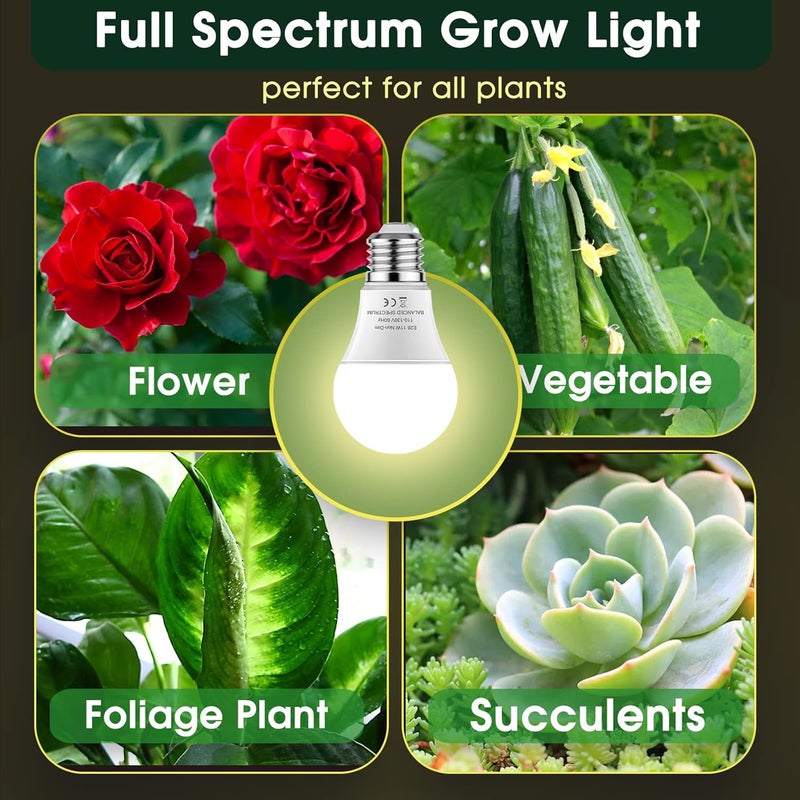 WEEGrow LED Grow Light Bulb A19 - Full Spectrum E26 Base, 11W (100W Equivalent) for Indoor Plants, Flowers, Greenhouse - 2 Pack - Image 5